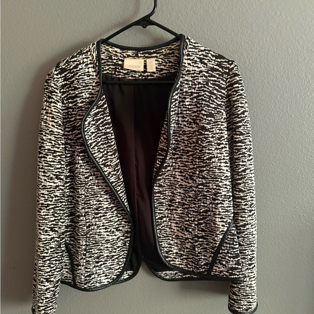 Chico's Black and White Tweed Blazer